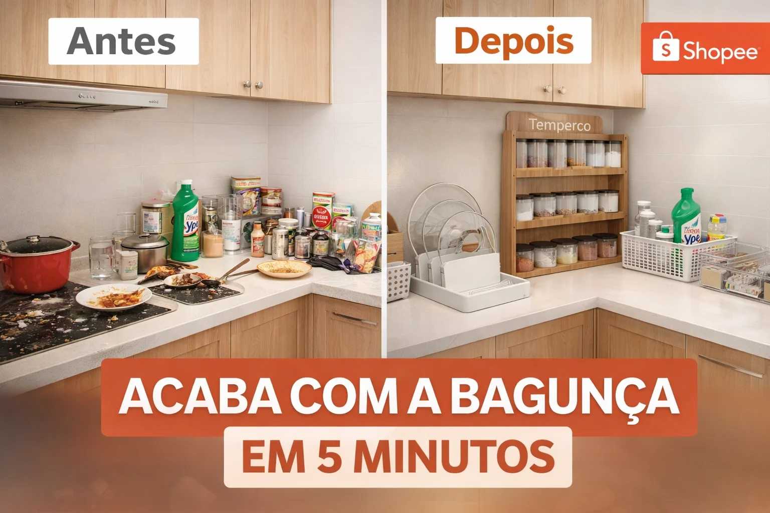 7 achadinhos baratos da Shopee que organizam sua casa em minutos